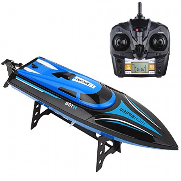 Tuptoel H100 RC Boats Pool Toy for Adolescence/Adults,High-Flee Radio Far away Withhold an eye on Racing Boat for Pool Lakes-2.4GHz 4CH a hundred and eighty°Flip Reset with LCD Display Controller
