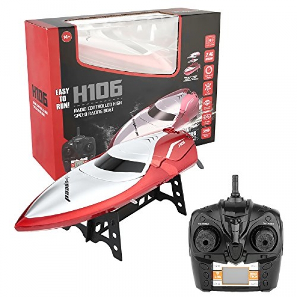 RC Boat, ASGO H106 Radio Managed Boat 2.4GHz 4CH High Tempo Electrical Racing Boat for Kids