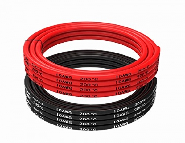 TUOFENG 10 AWG Silicone Wire 10 Feet [5 Feet Black And 5 Feet Red] Wire – 10 Gauge Stranded Wire –