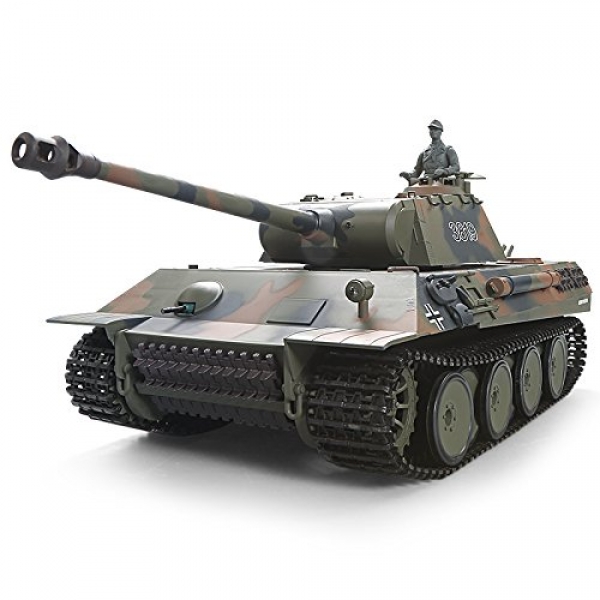 Heng Prolonged Professional Edition Some distance-off Control 2.4Ghz 1/Sixteen Scale German Panther RC Main Battle Tank Metal Gear Tracks, Airsoft RC Tank