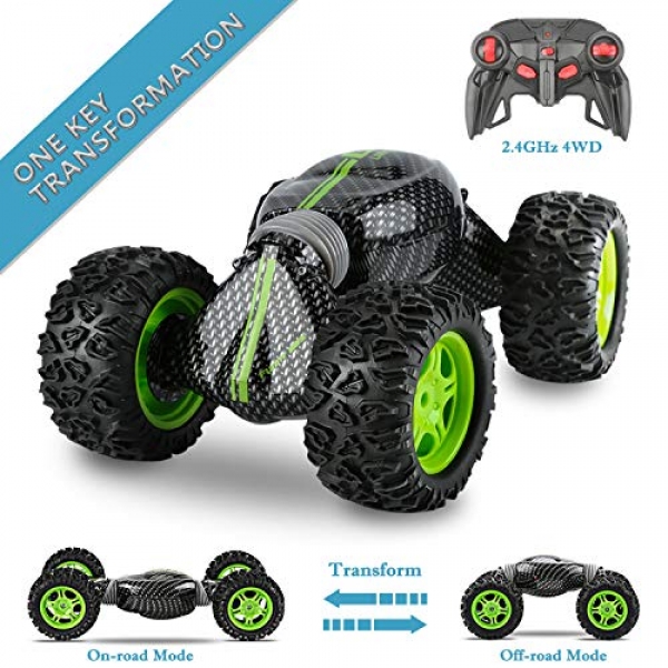 U-omit RC Automotive Double Sided Stunt Off-Road Racing Automotive, 2.4GHz A ways away Retain watch over Turn into Monster Crawler Tank Automotive,