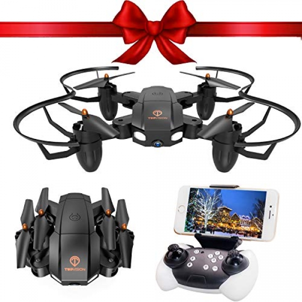 Drone with Digital camera, TOPVISION Foldable Quadcopter RC Drone with WiFi FPV HD Digital camera Are living Video, Altitude Preserve,