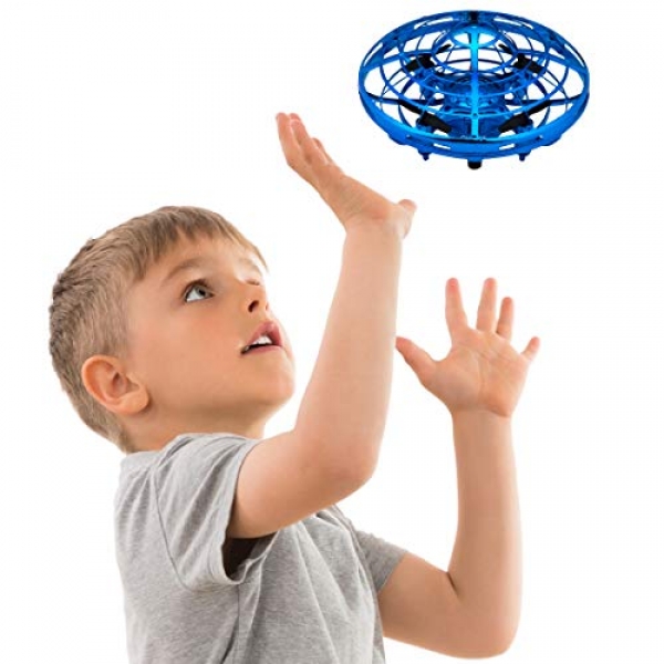Mini Drones for Youngsters and Adults – Accelerate Mosey Hand Controlled Drone Quadcopter Flying Toys; Beginner RC Helicopter Items for Boys or Girls (Blue)