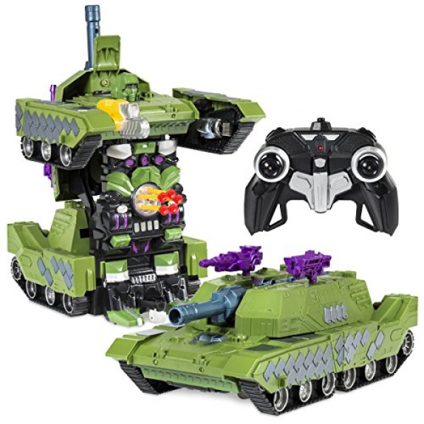 Easiest Decision Products Toy Transformer RC Robotic Tank Some distance flung Control Automobile w/ USB Charger (Green)