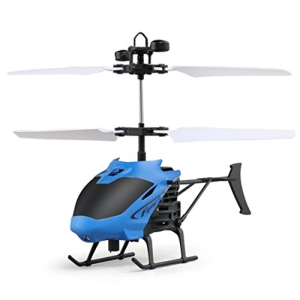 Staron Mini RC Helicopter Drone Toy, Cheap RC Infraed Induction Helicopter Flashing Mild Flying Airplane Toys Birthday Reward For Younger of us Kids (Blue)