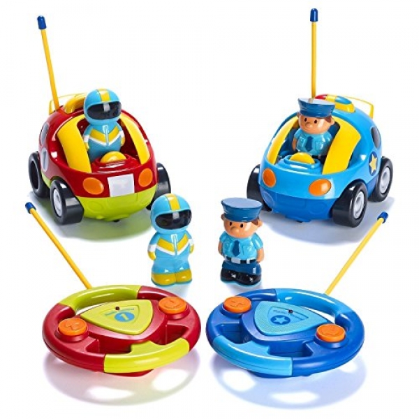 Prextex Pack of two Frigid intriguing film R/C Police Automobile and Speed Automobile Radio Protect an eye on Toys for Younger folks- Every with Diversified Frequencies So Both Can Speed Together