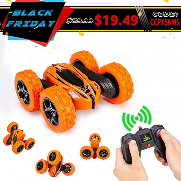 Distianert Four wheel power Stunt Automobile High Crawl Off Road 2.4G Far flung Attend watch over Truck LED Headlights Electrical Crawl Double Sided Automobile Tank Car 360° Spins