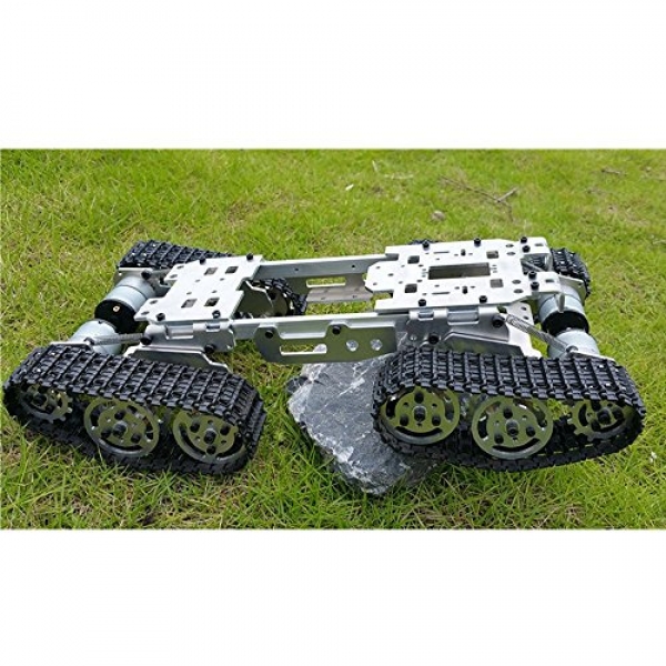 Wenhsin CNC Damping Steadiness Tank Chassis RC Tank Truck Robotic Chassis Arduino Automobile 15.5 x eight x three.three flow Alloy Physique with Plastic Tracks + four Motors