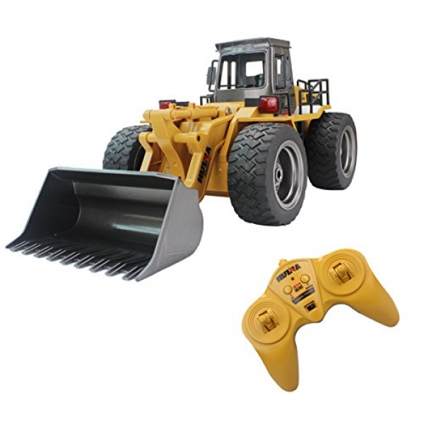 Fistone RC Truck Alloy Shovel Loader Tractor 2.4G Radio Defend a watch on four Wheel Bulldozer 4wd Front Loader Constructing Vehicle Digital Toys Sport Pastime Model with Gentle and Sounds
