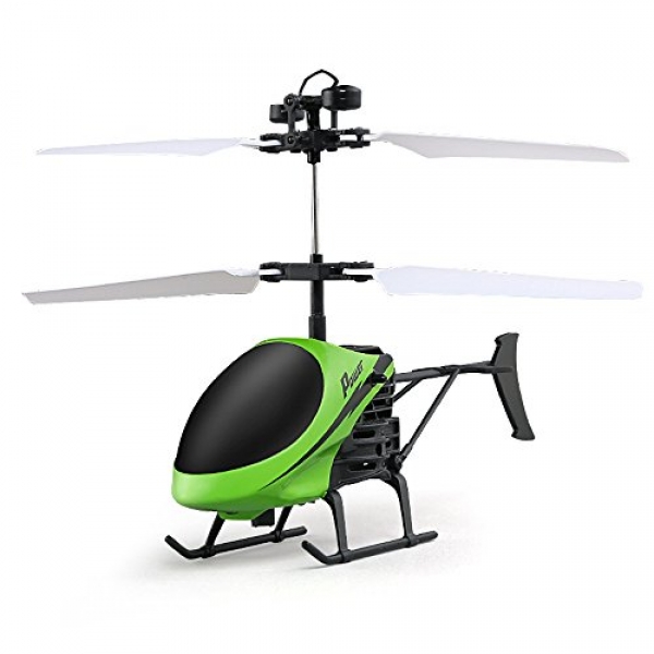 Flying Helicopter Mini RC Infraed Induction Helicopter Plane Flashing Gentle Toys for Beginners Ideally righteous RC Drone Reward (Green)