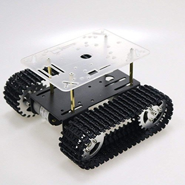 SZDoit Neat RC Steel Robot Tank Automobile Chassis Devour minded with Arduino Raspbery pi NodeMCU Track Crawler Caterpillar Platform with DC 12V Motor Steel Wheel (Black)