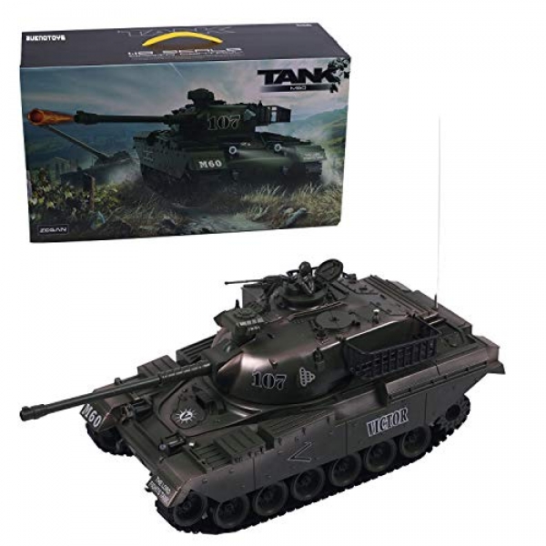 Buenotoys 1:18 RC Tank A ways-off Alter Energy Militia Strive in opposition to Tank with Engine Sound, three Flee ,The Turret is up and Down,