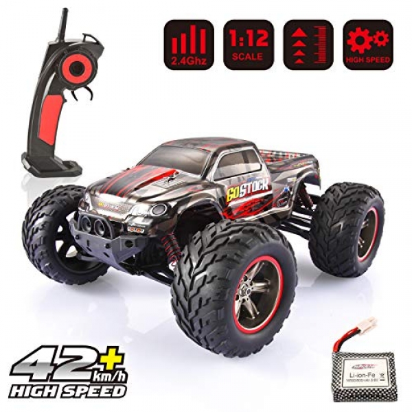 RC Car Monster Truck 1/12 Scale Off Dual carriageway Electrical Instant Flee Vehicles A long way away Support watch over Truck High Dawdle 42km/h Radio Controlled Passion Vehicles for Kids and Adults