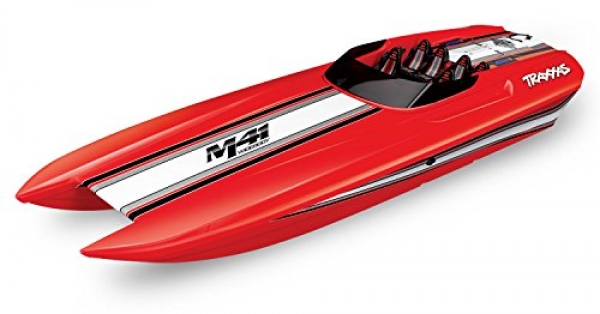 Traxxas 57046-4 Red DCB M41 Brushless Catamaran Boat with TQi 2.4 Ghz Radio & TSM, Red