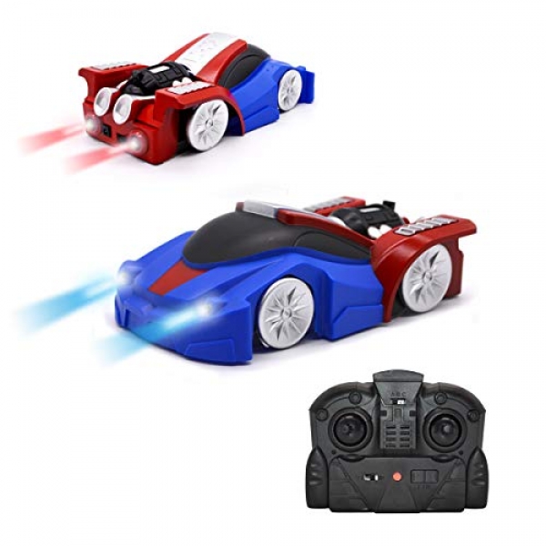 QUN FENG Faraway Adjust Car RC Cars Dual Mode 360°Rotating Stunt Wall Climbing Car with Faraway Adjust Wise Comely USB Cable Child Toys for Boys Girls Gift(Blue)