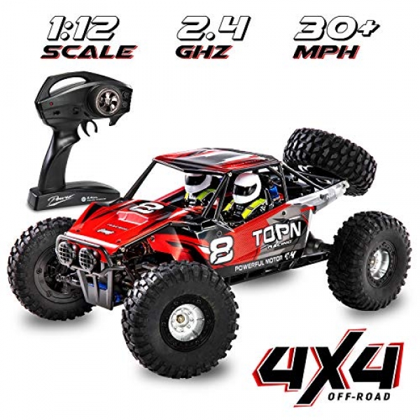 1:12 Scale Like a flash RC Car Off/On Road 4×4 30+ MPH (50 km/h) High Run Car 2.4GHz Radio Some distance away Control Buggy,
