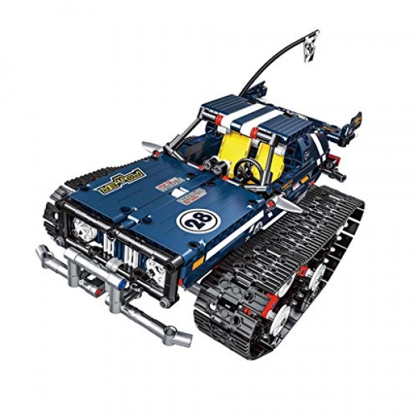 Wenini DIY Assemble A long way-off Off-Avenue Autos 1:18 DIY Assemble RC Cars Alloy 2.4G Radio Aid watch over Brick Tank Toys Present (Blue)