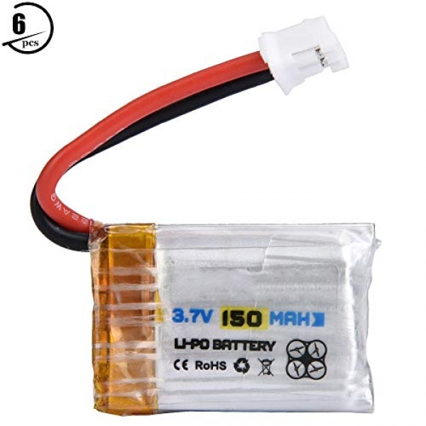 RC Drone Lipo Battery, ENGPOW Three.7V 150mAh Lipo Battery for Mini JJR/C H36 Drone RC Quadcopter Accent(6pcs)
