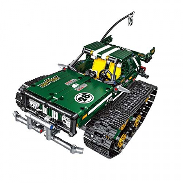 Clearance! DDLmax Automobile Meeting Equipment, 1:18 DIY Assemble RC Vehicles Alloy 2.4G Radio Adjust Brick Tank Toys Reward (Inexperienced)