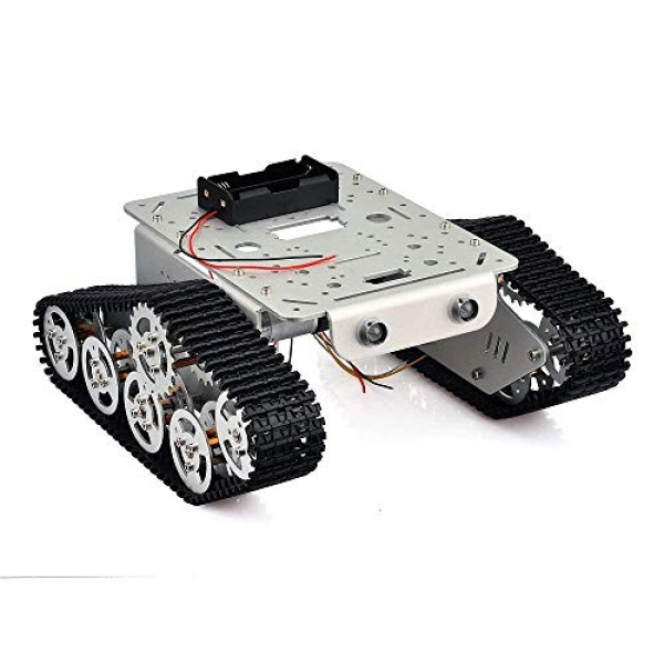 SZDoit Robotic Tank Automobile Chassis Metal Stainless Platform with Glide Encoder Motor 9V Tracked Crawler for Arduino Raspberry Pi DIY