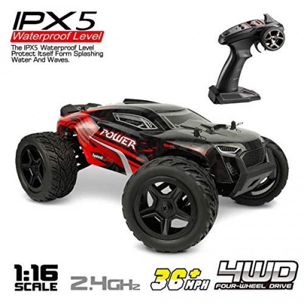 Hosim 1:Sixteen Scale four wheel force Faraway Management RC Truck G172, High Tempo Racing Vehicle 36km/h Radio Managed Off-Avenue 2.4Ghz RC Vehicle Electronic Monster Curiosity Truck R/C RTR Vehicle Buggy for Childhood Adults Birthday