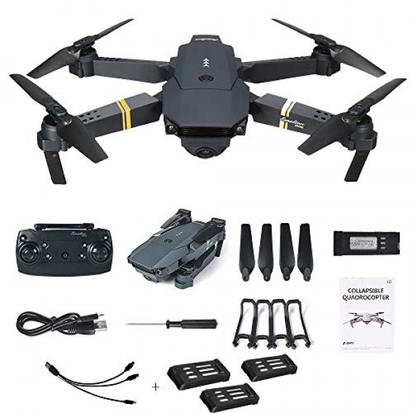 E58 Foldable Quadcopter 2.4G 4CH Constructed-in Six-axis Gyroscope Zero.3MP 480P Digicam WiFi FPV True-time Transmission Drone Selfie Pocket RC Quadcopter Helicopter RTF + 1 Cable &