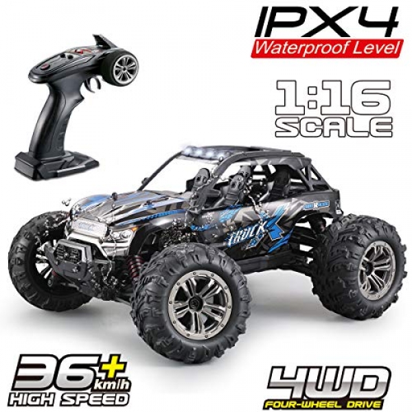 Fistone RC Truck 1:sixteen High Velocity Racing Car, 24MPH 4×4 Off-Toll road Water-resistant Car 2.4Ghz Radio Some distance away Modify Monster Truck Dune Buggy Passion Toys for Teens &