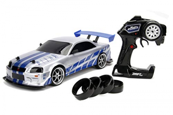 Jada 99701 Toys Rapid & Mad Brian’s Nissan Skyline GT-R (BN34) Waft Energy Drag RC Radio Faraway Adjust Toy Dawdle Car with Additional Tires,