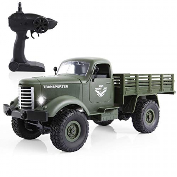 RC Military Truck, 1:sixteen 4wd Off-Toll road Crawler Military Automobile, 2.4G Faraway Control Hobby Toy RTR Automobile for Teenagers Adults Racing Coaching,