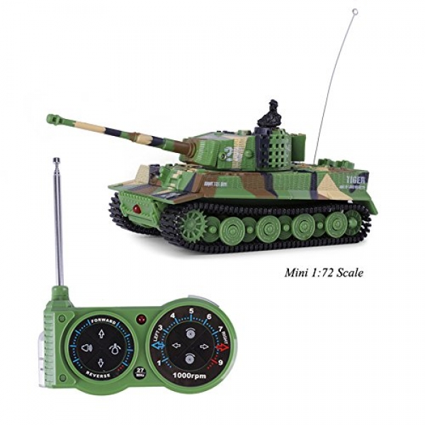 Tank Mannequin Equipment, Giveme5 German Tiger I Panzer Tank Diecast with Distant Control, Battery, Mild, Sound, Rotating Turret and Recoil Action When Cannon Artillery Shoots,