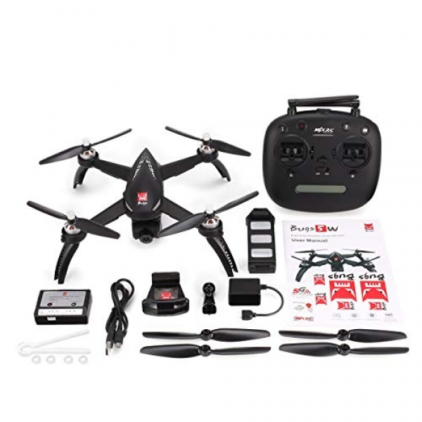 Liobaba for MJX Bugs 5W B5W Brushless Motor GPS FPV RC Drone Quadcopter with Adjustable 5G WiFi 1080P Camera Apply Me Hovering