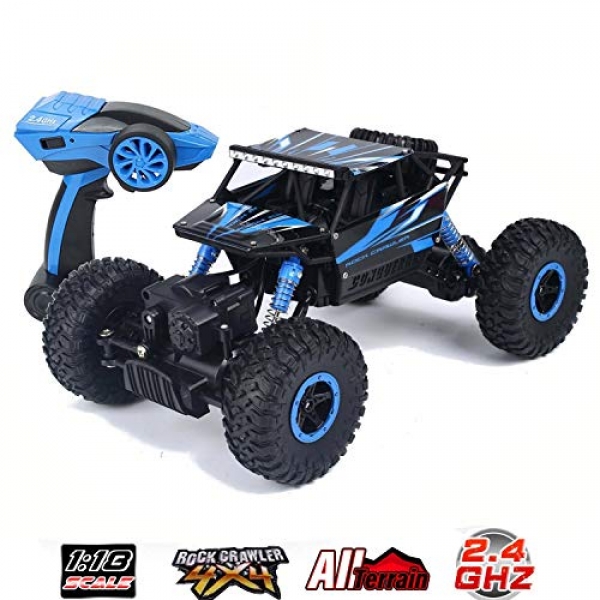 SZJJX RC Autos Rock Off-Avenue Car 2.4Ghz four wheel power Excessive Velocity 1: 18 Racing Autos Some distance-off Radio Administration Car Electrical Rock Crawler Buggy Hobby Like a flash Traipse Crawler Truck-Blue