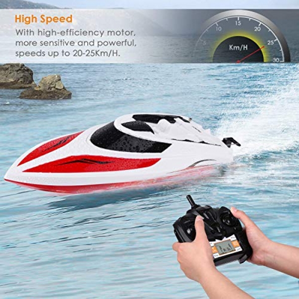 INTEY Some distance flung Alter Boat RC Boat 25KM/H High Dash Capsize Recovery Double Hatch for Water-proof Extra Rechargeable Batteries Exhaust in Pools,