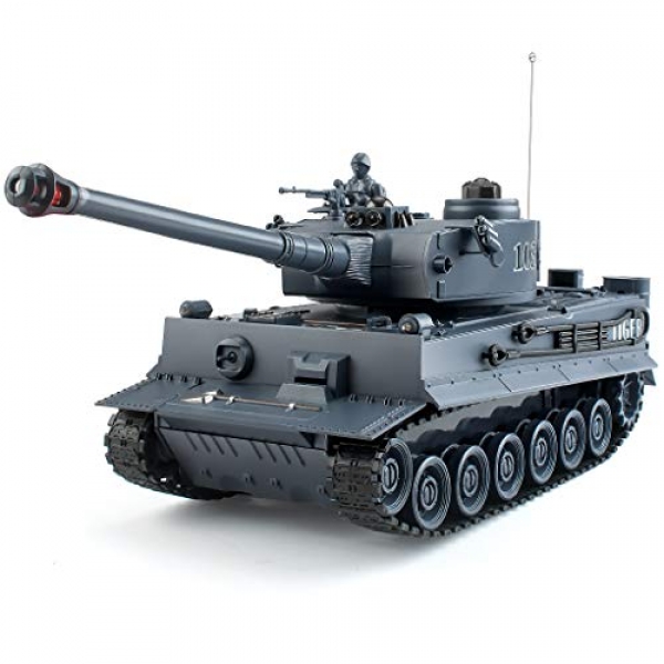 EAHUMM 1:28 RC WW2 German Tiger Army Tank Toys,9 Chanels Romote Adjust Vehicles with Sound and Light,Protection pressure Toys for Children Boys Ladies.