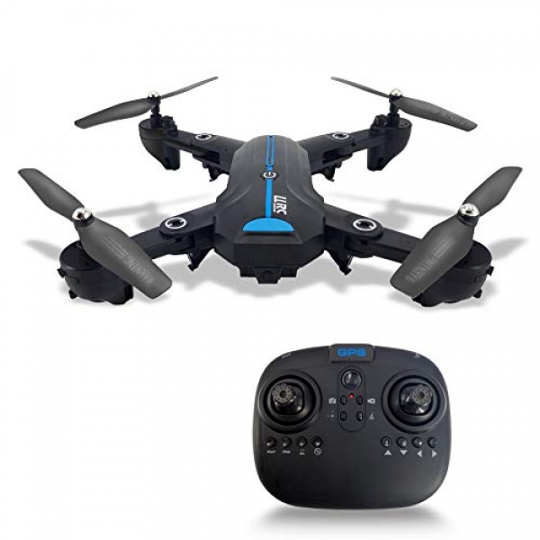 FPV Foldable 2.4G RC Drone GPS Be aware Me with 720PHD 120°Broad Perspective Digital camera Live Video Quadcopter Lengthy Alter Differ Altitude Preserve Headless Mode Helicopter for Kids and Adults