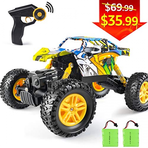 DOUBLE E RC Vehicle Remote Protect a watch on Monster Truck 1/18 four wheel drive Off Road Rock Crawler with 2 Batteries Dual Motors 2.4GHZ Transmitter