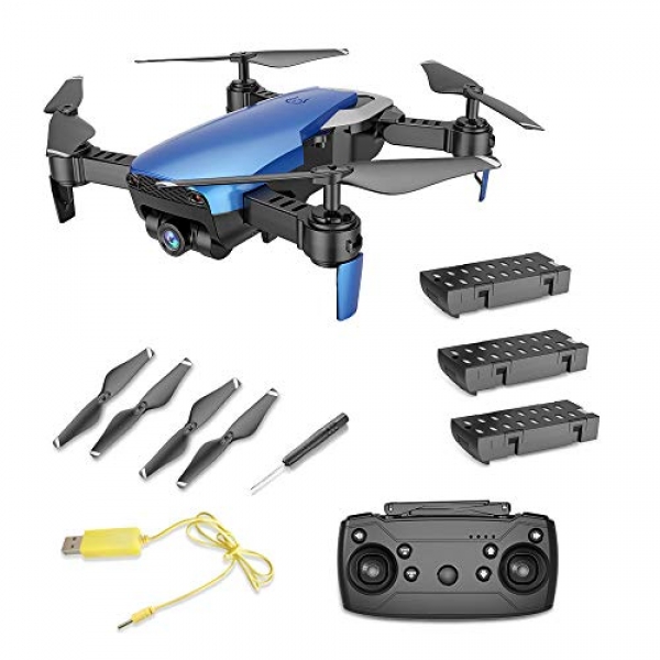 X12 RC Quadcopter 2.4G Zero.3MP Six Axis Gyroscope WiFi FPV Precise-time Drone Altitude Withhold Drone with Three 3.7V 1000mAh Lipo Battery for Drone Enthusiast (Blue)