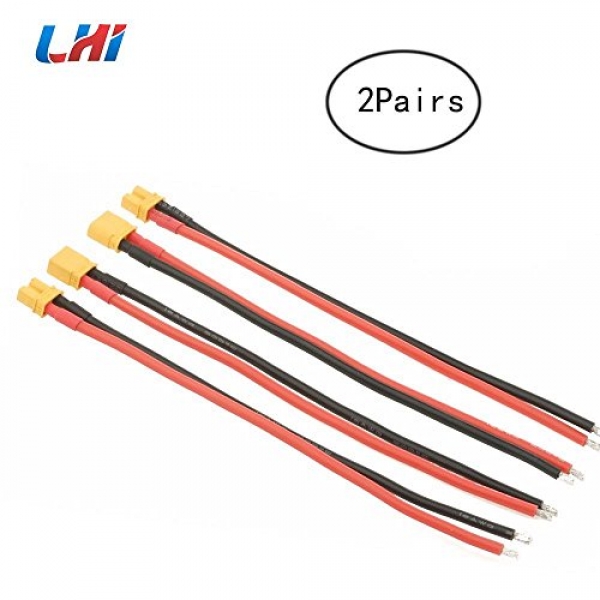 woafly XT30 Pigtail Streak Male Female Connector with 150mm 16AWG Silicone Wire for RC Lipo Battery FPV Racing Drone (4PCS) Yellow