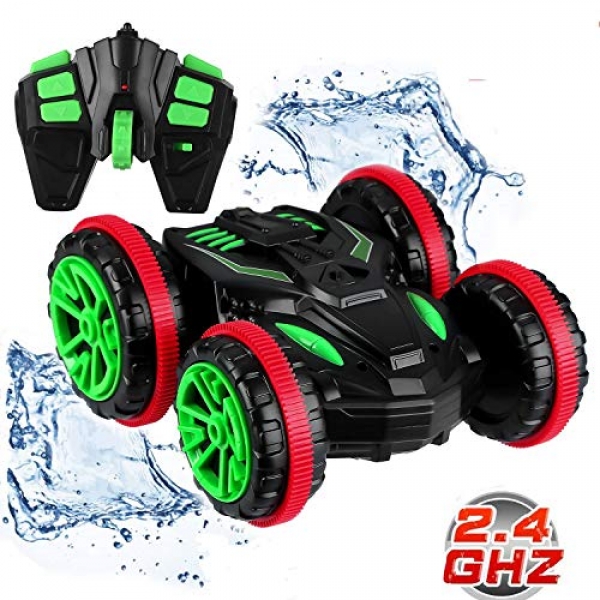 Blexy RC Stunt Automobile Faraway Adjust Automobile Boat 4wd 6CH 2.4Ghz Off Road Electrical Racing Automobile 360° Spins & Flips Land Water Multifunction Amphibious Tank