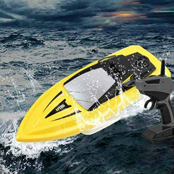 SkyCo H116 Rc Boat 2.4GHz Little Size Remote Adjust Electric RC Racing Boats Toy for Younger people Males Ladies Adults Pool Lake Outside Use Yellow