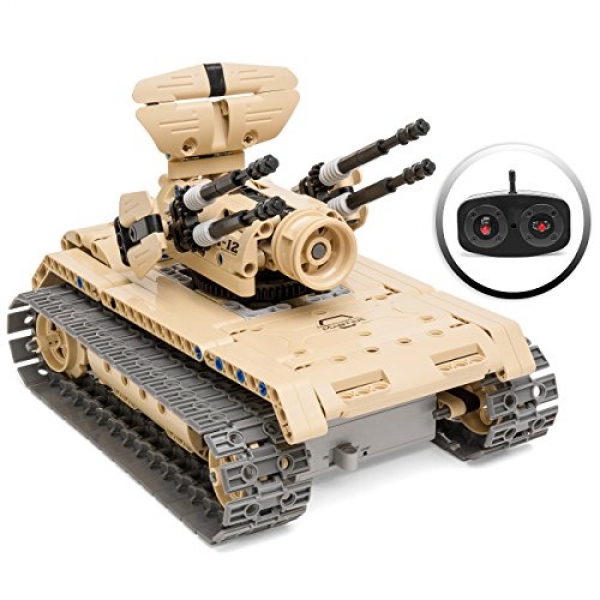 Most efficient Exchange Merchandise 453-Section RC Protection force Fight Tank Building Bricks Toy Equipment w/ Rechargeable Battery (Tan)