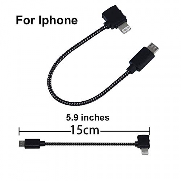 5.9 Glide Universal Transfer Info Cable for DJI Spark Some distance-off Controller Info Cable Connector fit for iPhone for DJI Spark/Air Drone RC (Take care of minded with iPhone)