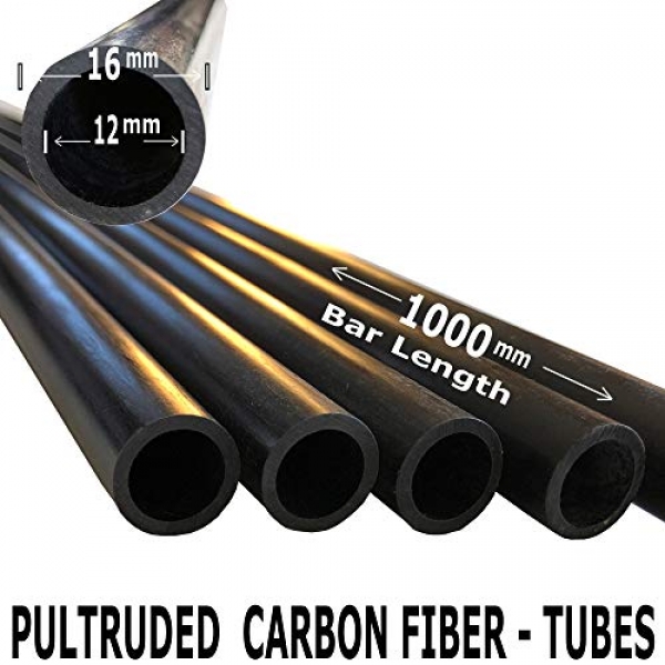 (2) Part – 16mm x 12mm x 1000mm Carbon Fiber Tube – Pultruded Spherical Tube. Expansive Excessive Energy for RC Spare time actions,