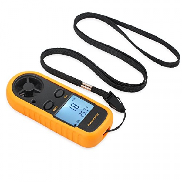 Kamtop Anemometer Digital LCD Wind Jog Meter Gauge Air Circulation Slip Dimension Thermometer with Backlight for RC Drones Helicopter Windsurfing Kite Flying Sailing Browsing Fishing And heaps others
