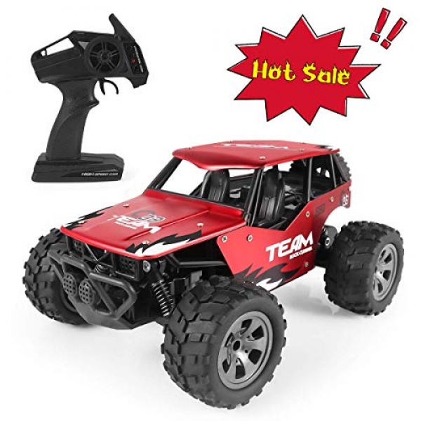 RC Automotive for Children, 1:18 Rechargeable Distant Take care of watch over Truck Racing Automotive Off Avenue, Electric High-Glide Off Avenue Barren region Buggy Automotive 2.4Ghz 2WD RC Truck Rock Crawler Children Adults