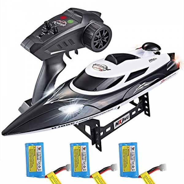 ElementDigital HJ806 RC Boat 2.4GHz 35km/h Immediate A long way flung Management Speedboat with 3 Batteries Educated RC Boat 200m Management Distance for Formative years and Adults