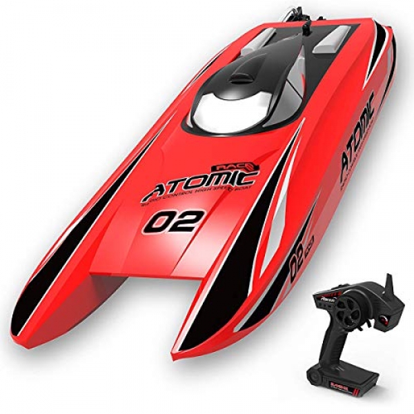 VOLANTEXRC Brushless RC Boat 40mph Excessive Hobble Far-off Preserve an eye on Ship Atomic 28inch Unibody Hull, Improved Water resistant Create in Lakes,