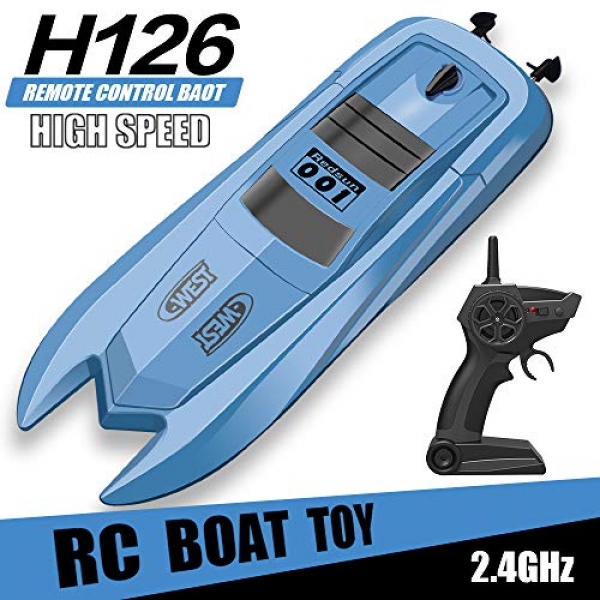 RC Boat Distant Control Boats for Swimming pools and Lakes – H126 Mini Racing Boats 2.4GHz 10km/h Excessive Walk Distant Control Boat for Kids Adults Boys Ladies