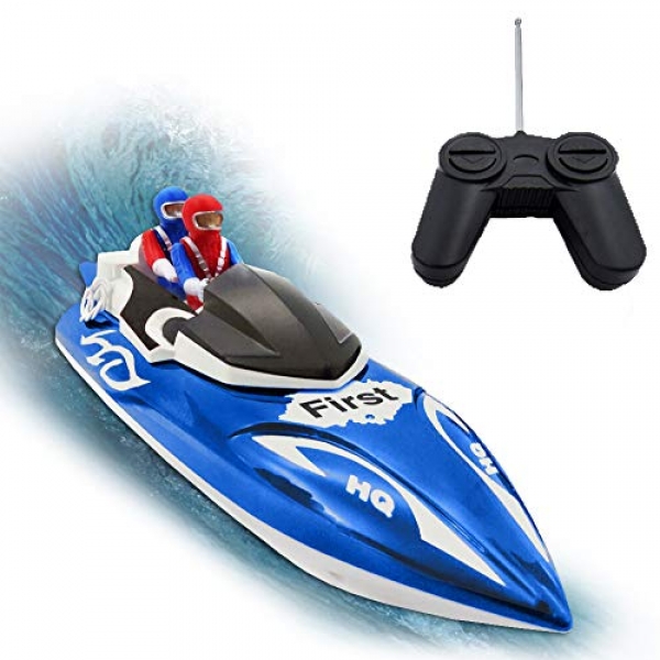 KOLAMAMA A long way off Preserve watch over Boat, RC Boat for Youngsters&Adults,2.4Ghz 4CH Electric Racing Boat for Pools and Lakes,Youngsters Boat Toy-Blue(Boat King-A)