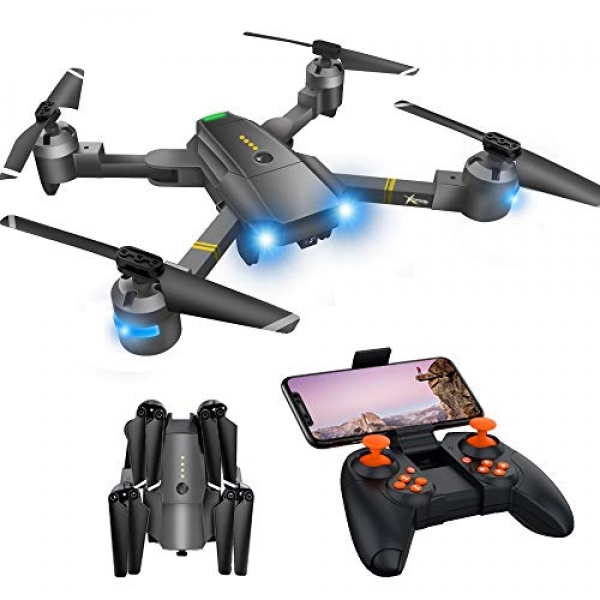 WiFi FPV Drone with 720P HD Camera, RC Drones for Newcomers with Gravity Regulate/Voice Regulate/Trajectory Flight/App Regulate/Altitude Preserve/Headless Mode/3D Flips